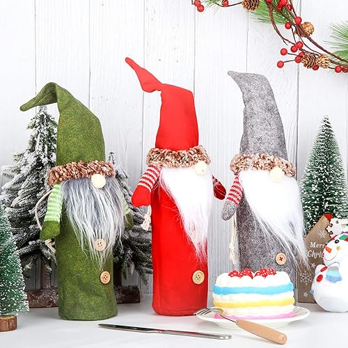 Miniatura 5 de 6 piezas de gnomos de Navidad, cubierta de vino de Navidad, bolsas de botella de Papá Noel, gnomos suecos, decoración de botella para el hogar