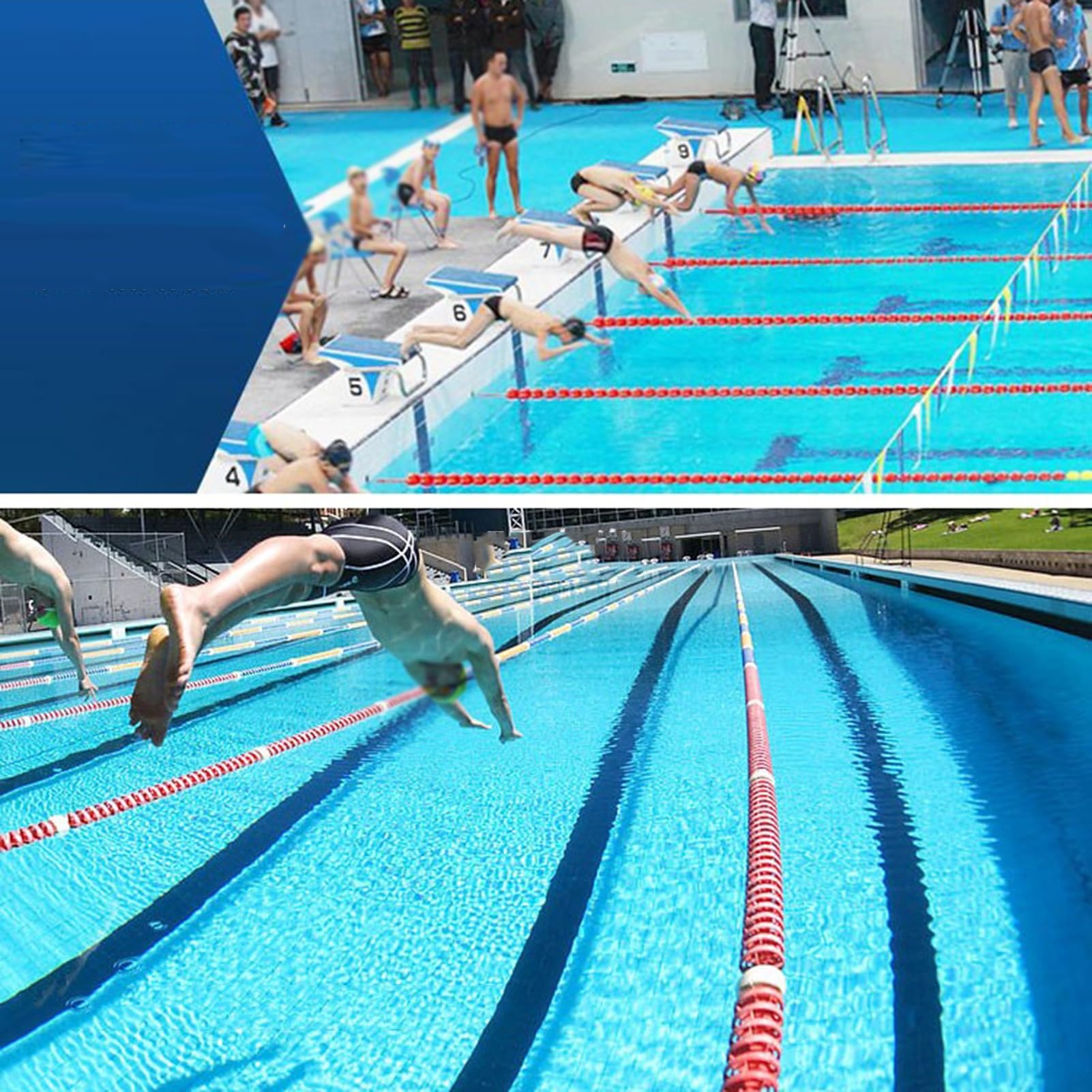 Corda per la corsia della piscina, 1 m, con 8 galleggianti, ideale per allenamenti di nuoto, gare in piscina e competizioni, accessori durevoli e facili da installare