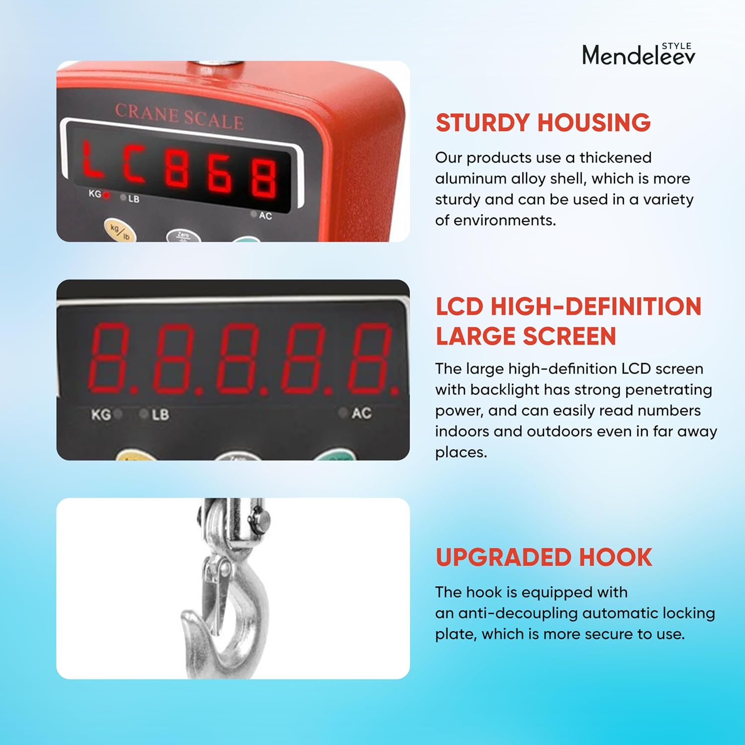 Hanging Scale Handheld 1100lb/500Kg Crane Scale Luggage Scale