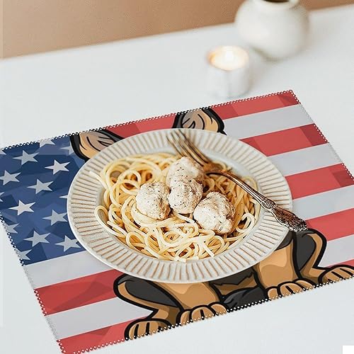 Miniatura 6 de Police Dog Blue Line American Flag Placemats Set of 6 Resistant Table Mats Washable Place Mats for Dinner Party Table Decoration