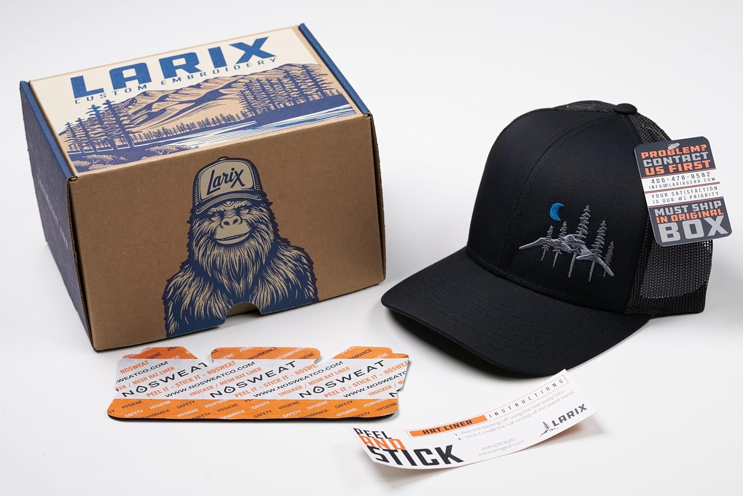 LARIX Trucker Hat, Wild Moon, No Sweat Hat Liner Bundle - Image 4
