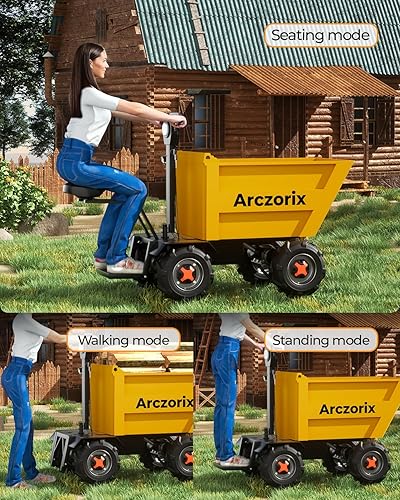 Miniatura 6 de [Volcado hidráulico eléctrico] Carretilla Arczorix Carretilla utilitaria 60 V 20 Ah 2000 W Capacidad 2205 libras con descarga de elevación y bajada