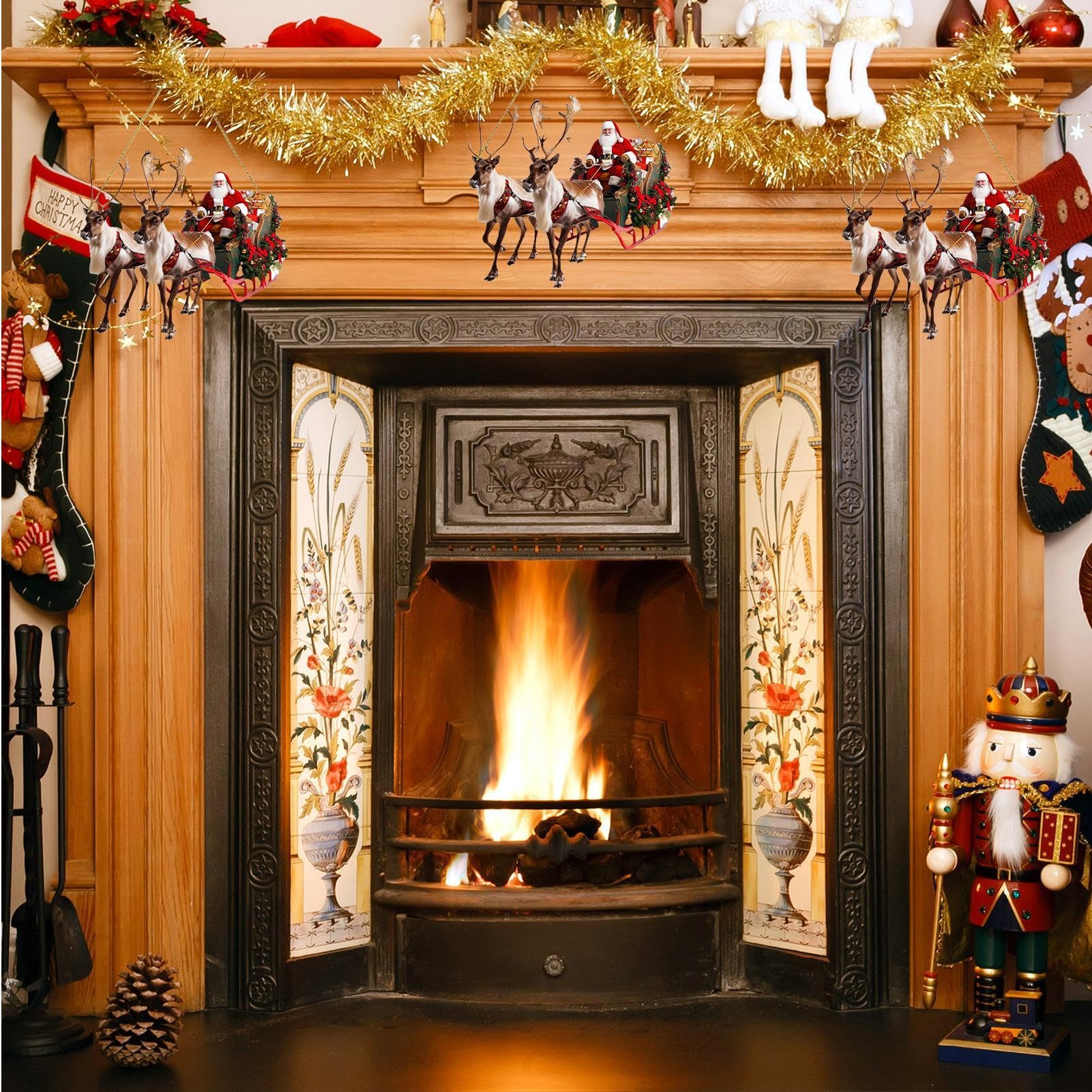 トナカイ　＆　ソリ　クリスマス　飾り　Christmas　インテリア　飾り付け Amazon.co.jp: クリスマストナカイそり、サンタクロース装飾