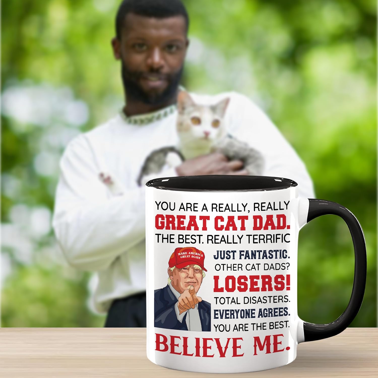 Cat Dad Coffee Mug 11Oz - Gifts for Men, Christmas, Father's Day, Birthday - Funny Ceramic Mug for Cat Lovers