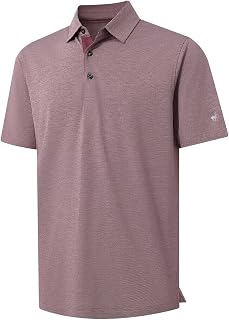 Mens Golf Shirts Short Sleeve Quick Dry Breathable Active Heather Jacquard Regular Fit Casual Polo Shirts for Men