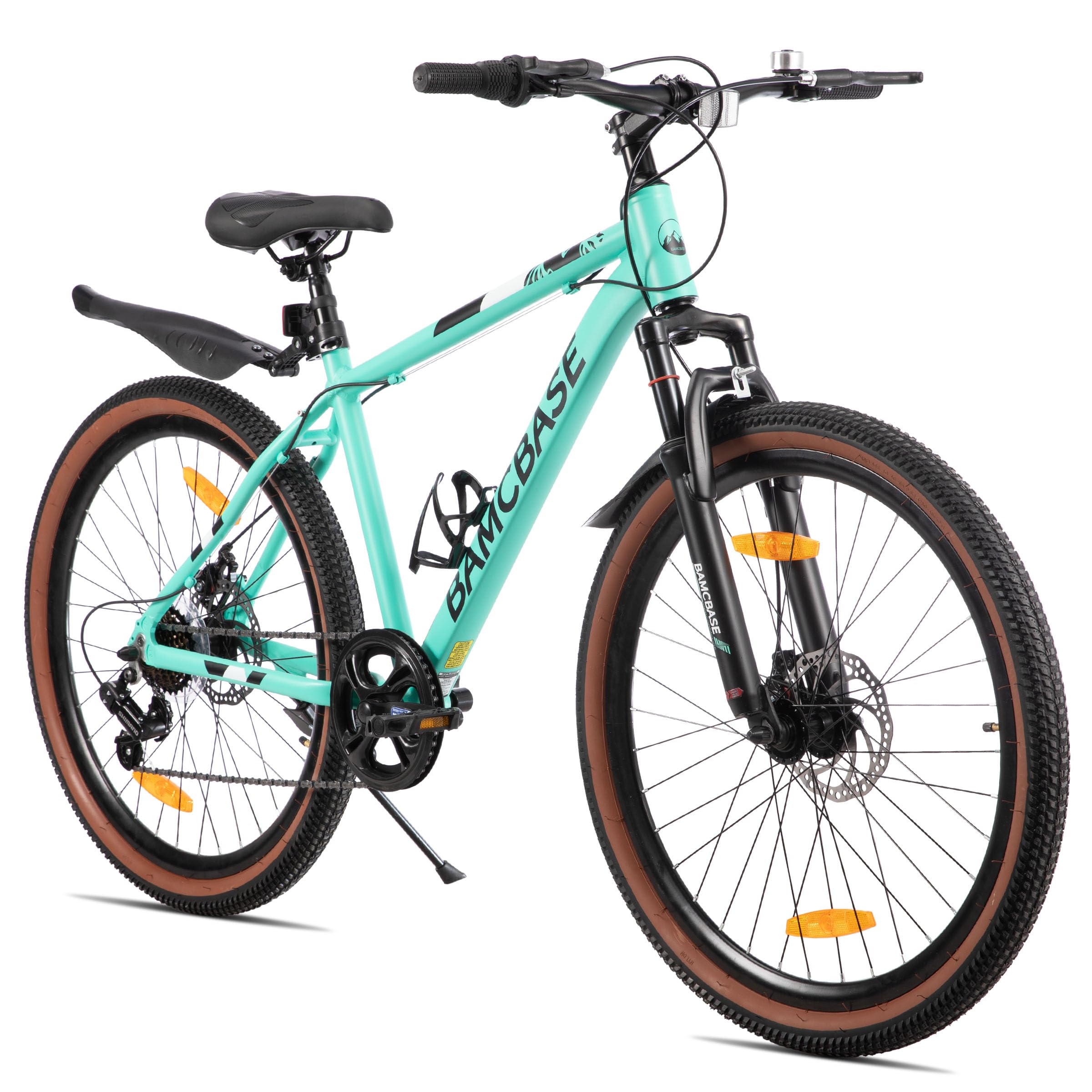HILAND Bloomer Rower górski 26", MTB, męski i damski, 7-biegowy rower z mechanicznym hamulcem tarczowym, aluminiowa rama Hardtail, uniseks, dla dorosłych, kolor zielony
