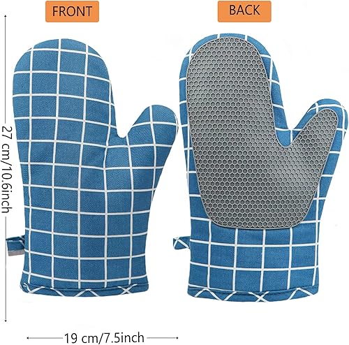 Miniatura 5 de Guantes de horno y agarraderas para barbacoa, guantes de horno y soportes para ollas con relleno reciclado, guantes de cocina antideslizantes de