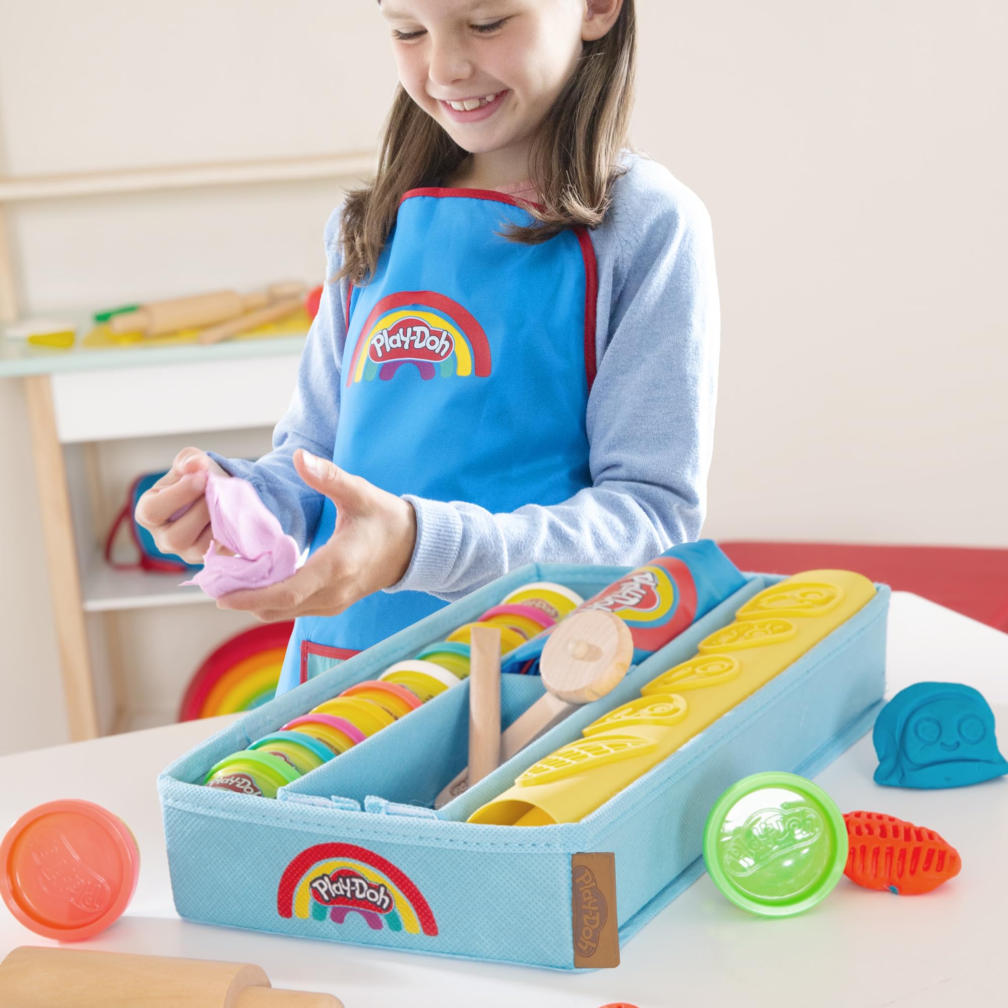 Roba x Play-Doh duży zestaw, pojemnik Canvas, mata 3D, 12 pojemników ciastoliny, narzędzia, fartuszek – kreatywny prezent dla dzieci 3+
