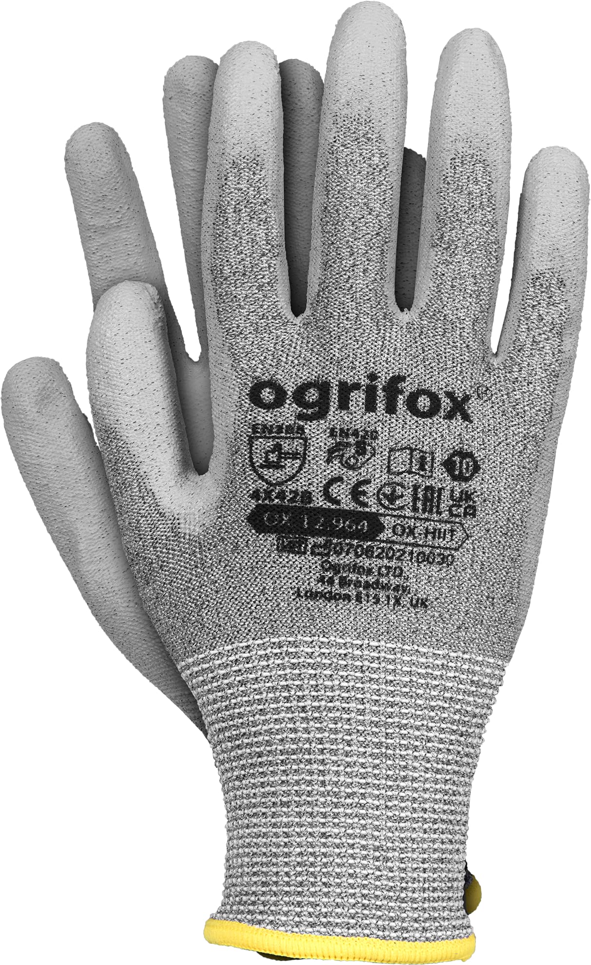 Ogrifox OX-HIIT Rękawice Nylonowe Ogrifox, Rękawice Ochronne, Rękawice Robocze Ox.12.964, Stalowoszary, Rozmiar 8, 120 Par