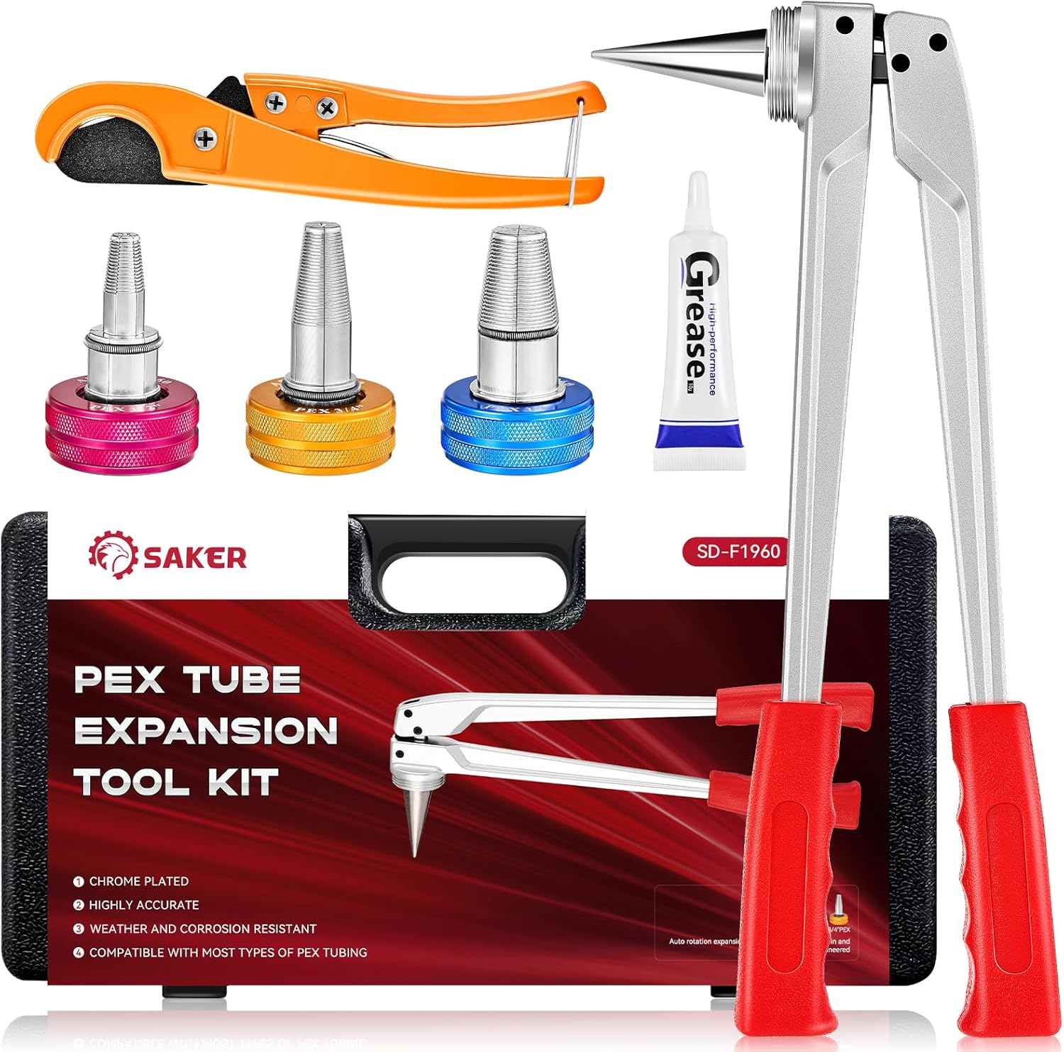 Saker PEX Tube Expansion Tool Kit | PEX-A Expansion Tool with 1/2''