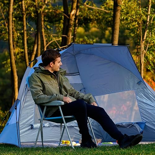 Miniatura 7 de #WEJOY Silla de playa portátil ligera y plegable, silla de camping con respaldo alto, sillas plegables al aire libre con correa para el hombro para