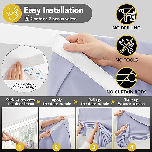 Miniatura 91 de Deconovo Cortina opaca de Navidad para puertas de vidrio y luces laterales, panel de privacidad con aislamiento térmico con doble bolsillo para