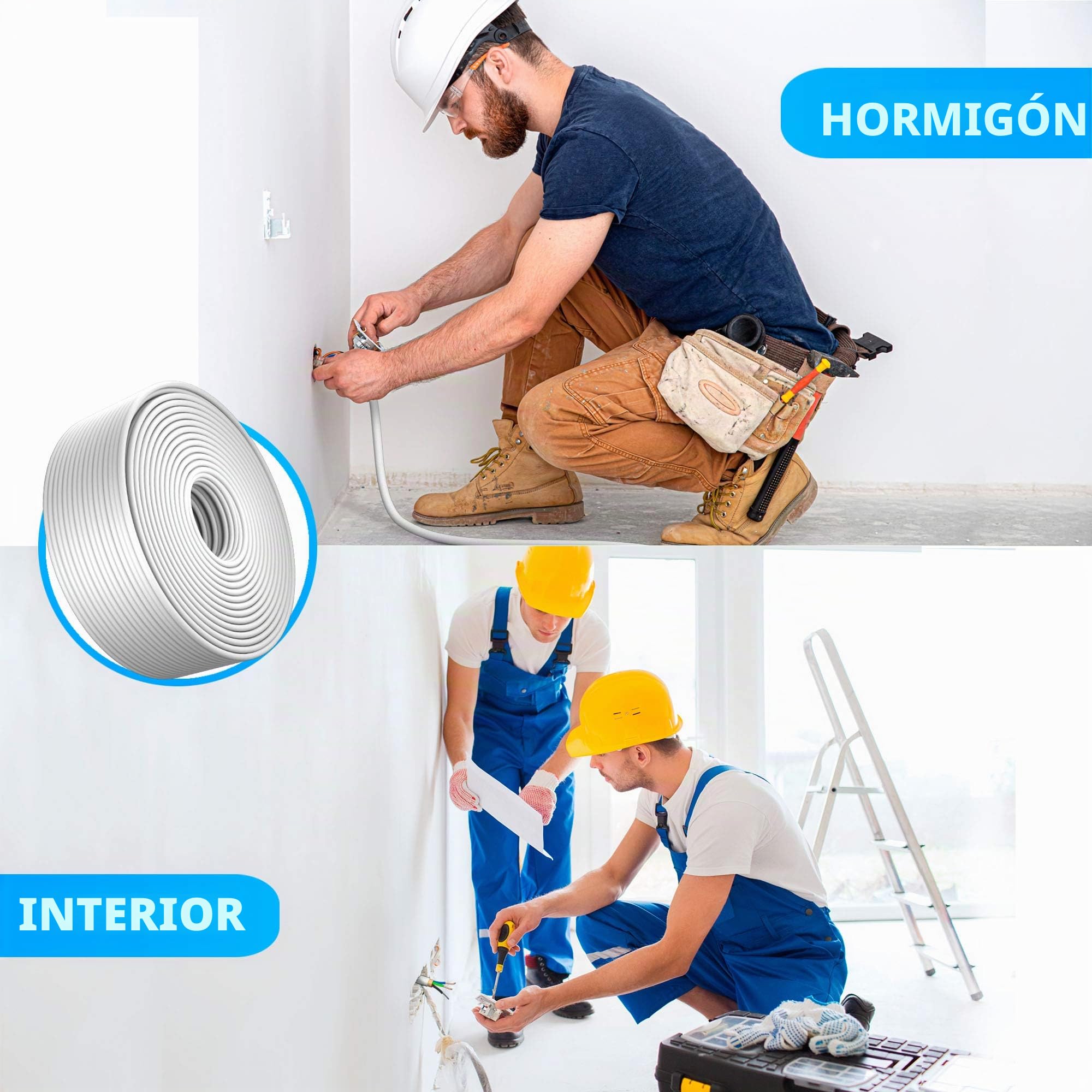Cable de alimentación para habitación húmeda, de 5 a 100 m, línea de revestimiento NYM-J 3 x 4 mm², anillo de cable eléctrico para colocación fija (15 m)