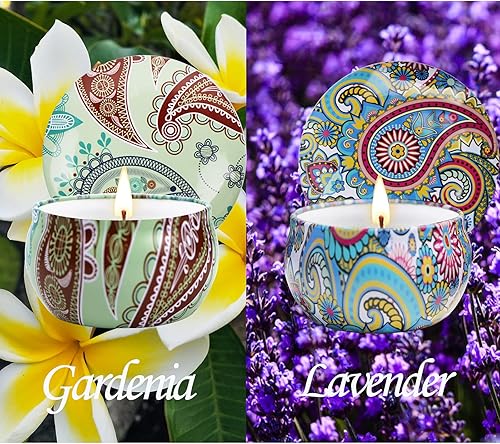 Miniatura 4 de Paquete de 2 velas perfumadas, velas de aromaterapia de 2.5 onzas para el hogar, velas de soja naturales con aromas florales, juego de velas