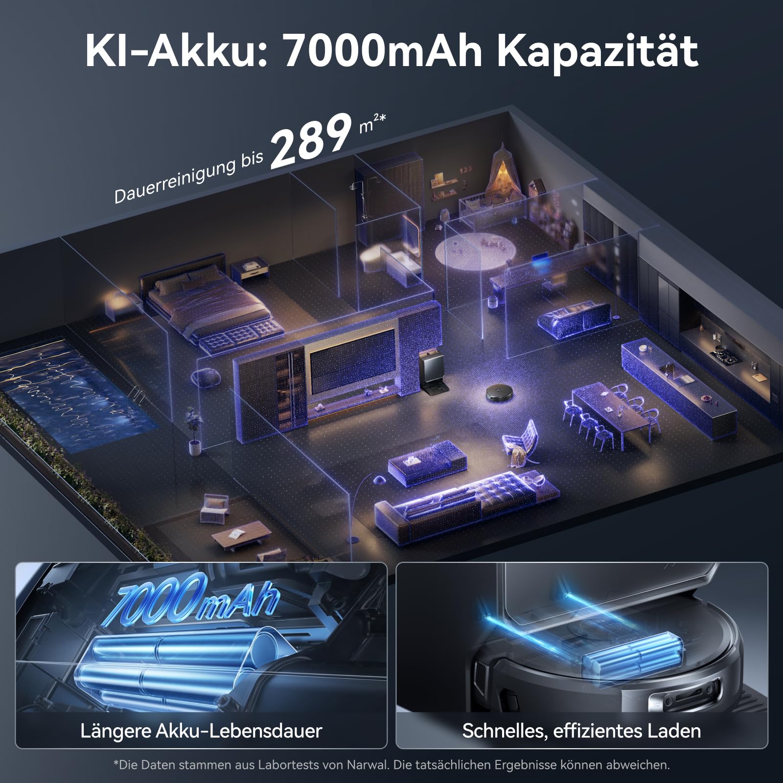 NARWAL Flow 2 Saug- und Wischroboter mit All-in-One-Station, FlowWash-Wischsystem mit 60 °C Heißwasser, 31.000 Pa Saugkraft, CarpetFocus™-Technologie, 100 °C Moppwäsche und 60 °C Heißlufttrocknung