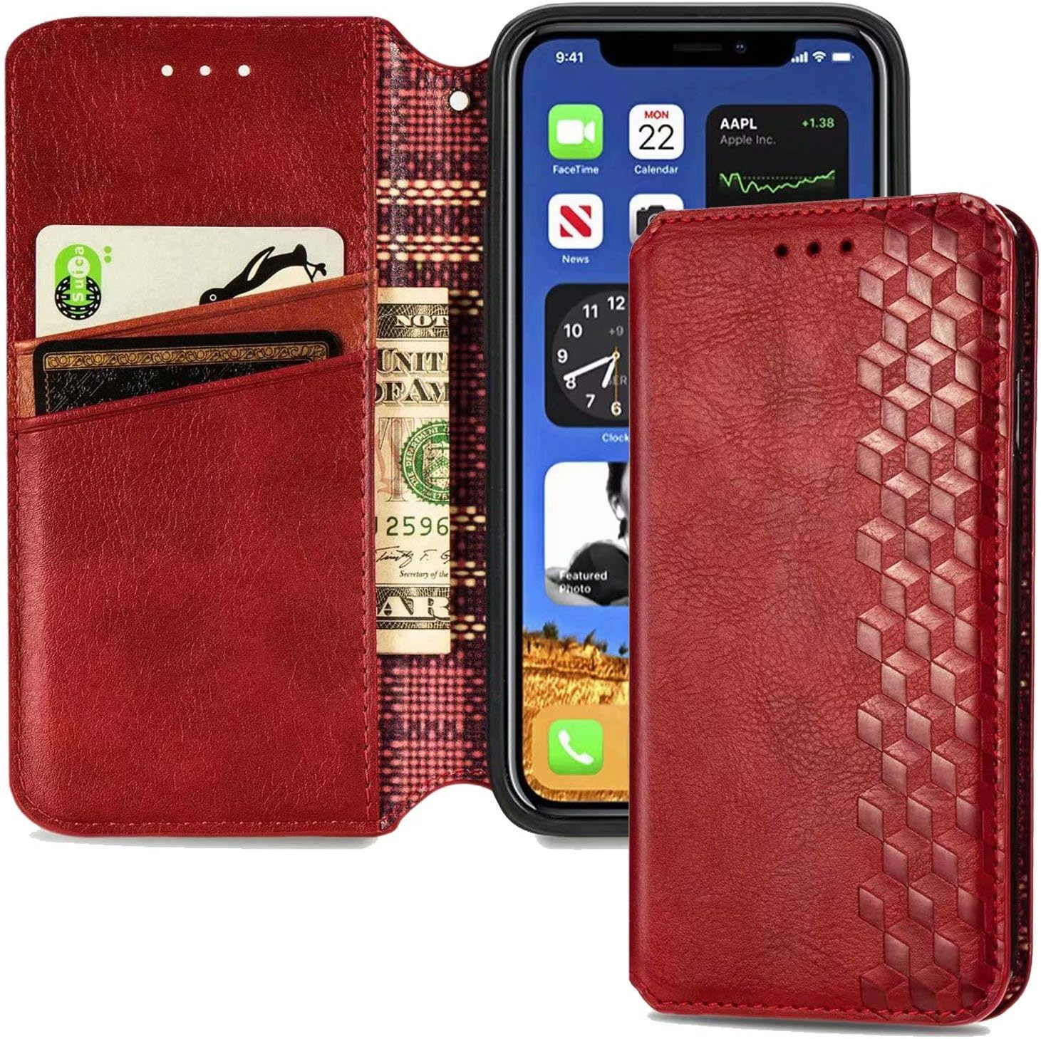 Cmeka for iPhone 12 Mini Wallet Case PU Leather Soft TPU Protective