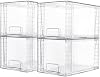 Vtopmart 4 Pack Large Stackable Storage Drawers,Clear Acrylic Drawer Organizers with Handles, Easily Assemble for Bathroom,Kitchen Undersink,Cabinet,Closet,Makeup,Pantry organization and Storage