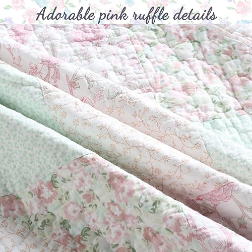 Miniatura 3 de Cozy Line Home Fashions Juego de ropa de cama reversible de algodón reversible de 2 piezas con diseño floral pastel de jardín de rosas suaves color