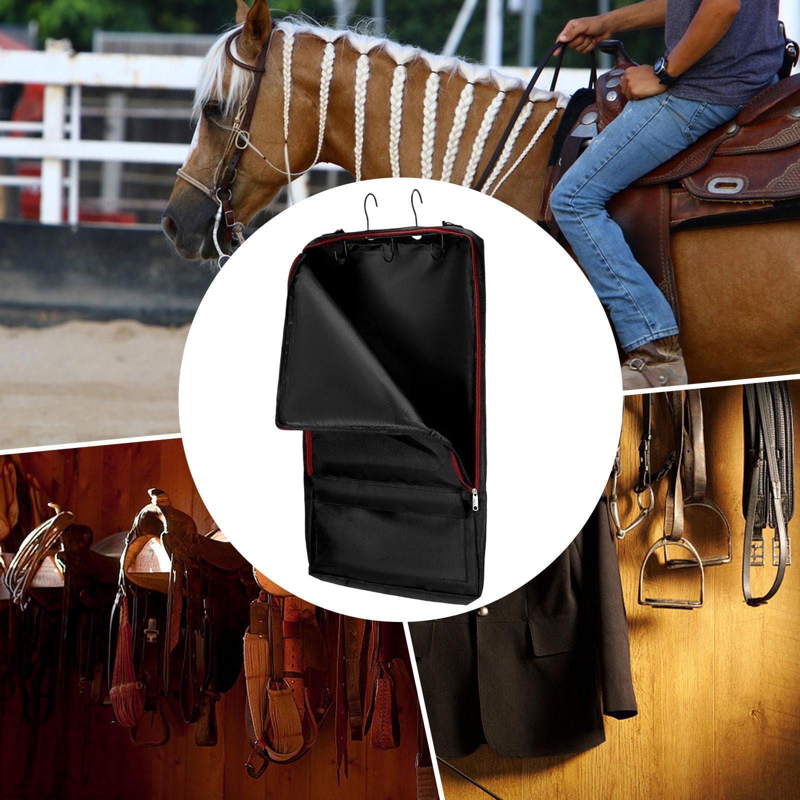 perfk Bolsa para Bridas de Caballo con Ganchos, Soporte Ecuestre para Exteriores, Bolsa de Almacenamiento Colgante, de Transporte para riendas, Cuerda de