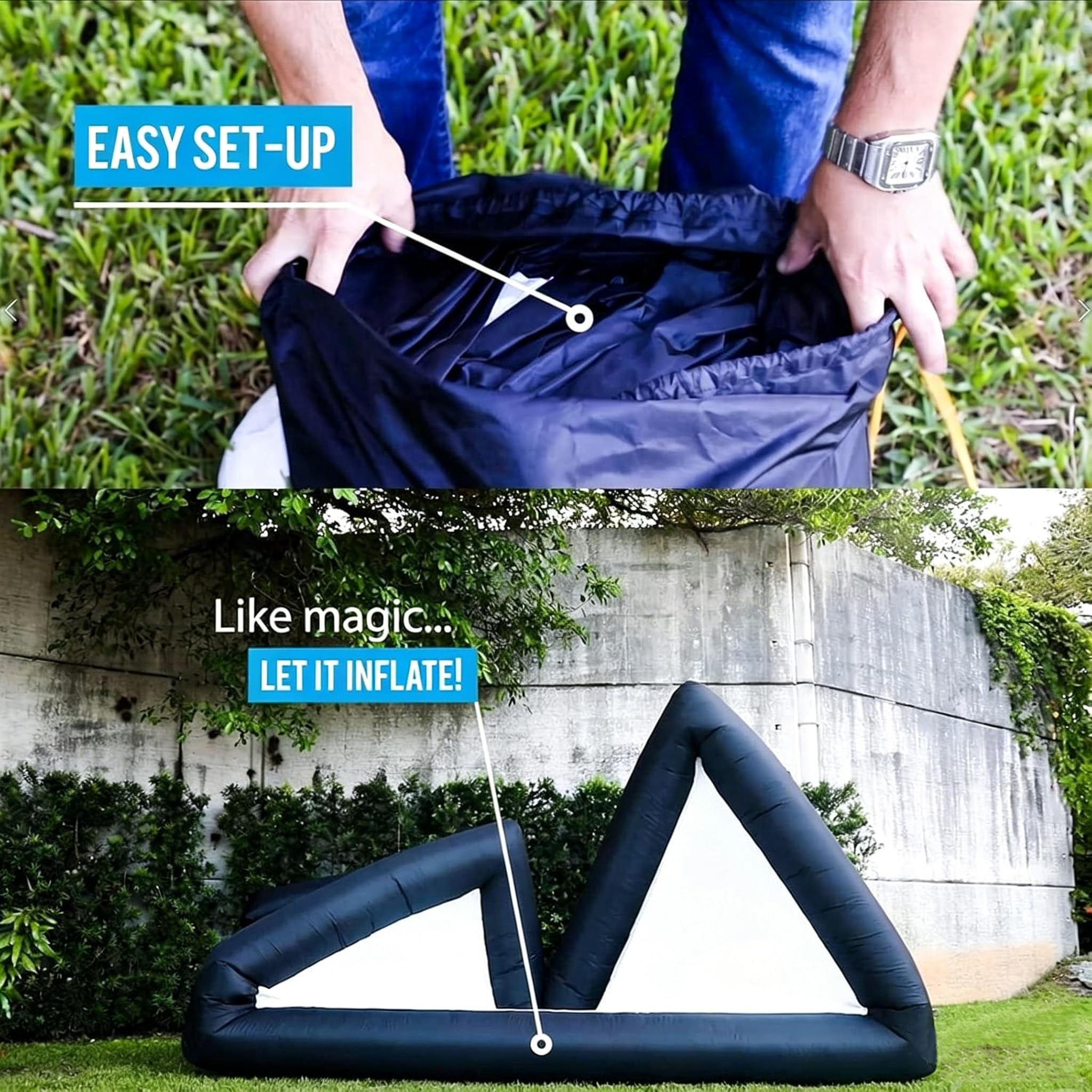 Schermo Gigante per Proiezioni Cinematografiche All'aperto, Gonfiabile E Portatile, Da 4,2 a 7,3 Metri, Design Monoblocco Con Soffiatore D'aria E Borsa per Il Trasporto 20ft