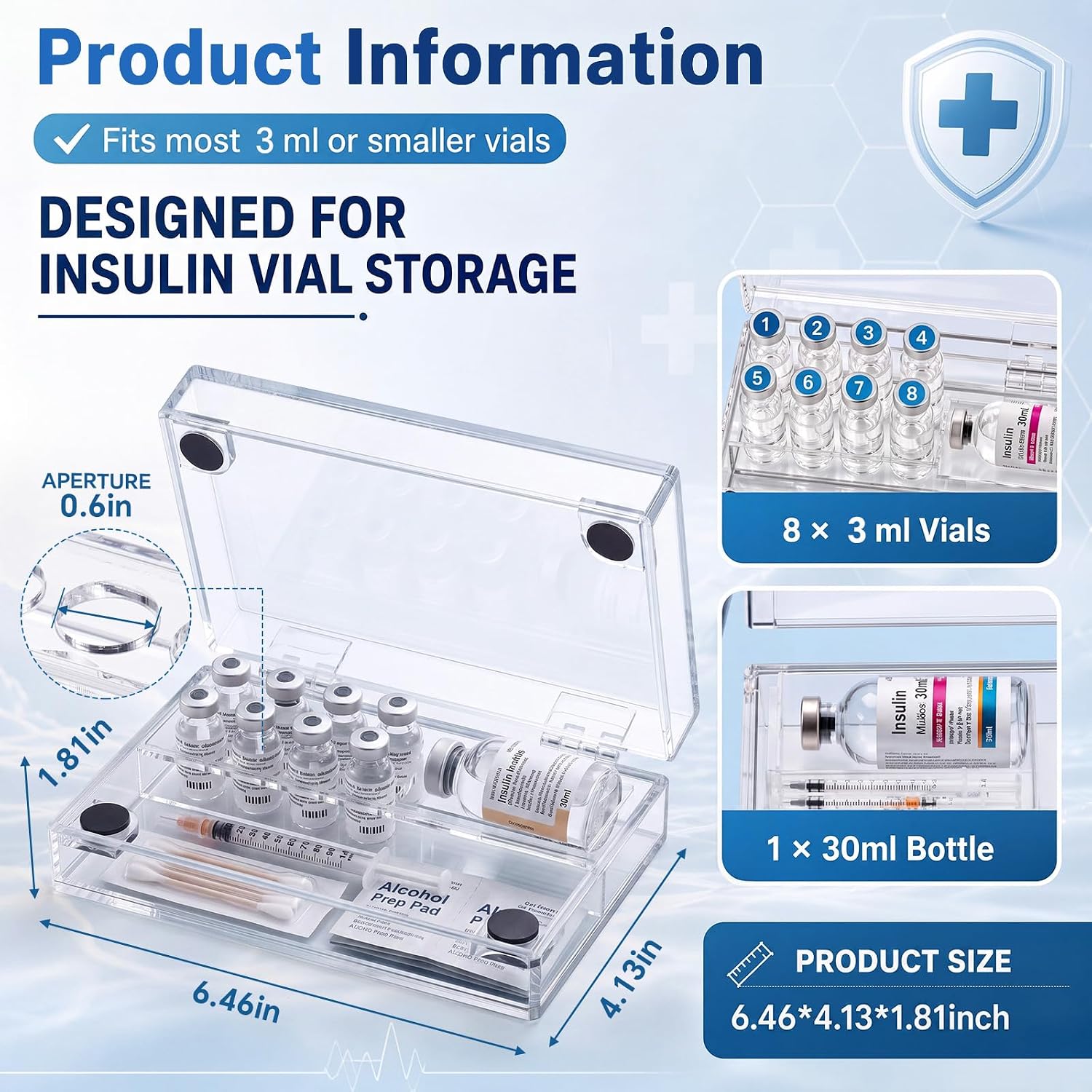 Teenyyou 9 Slots Peptide Case for Fridge Clear Insulin Storage Box