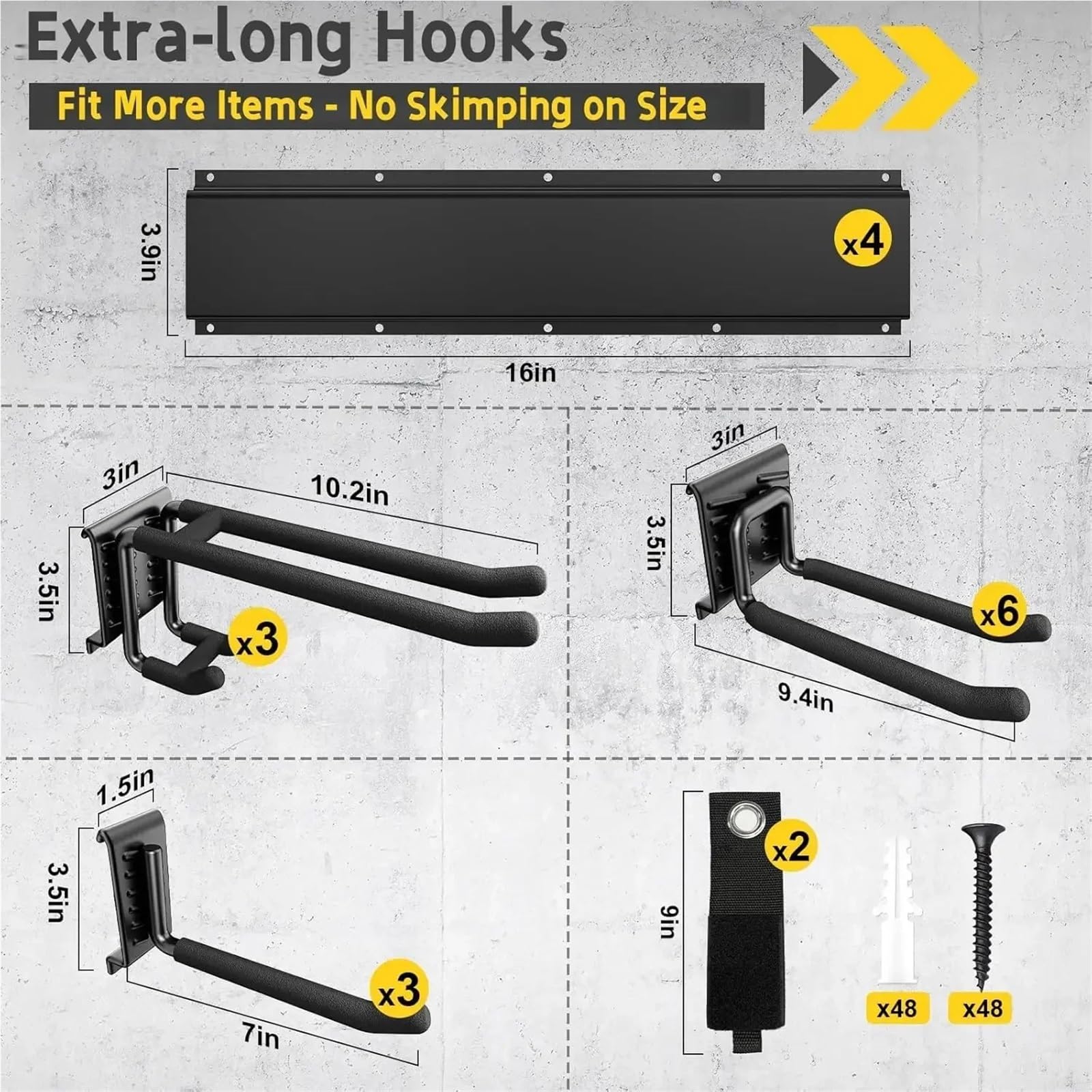 Support De Rangement Pour Outils Organisateur d'outils mural de garage en acier 64 po, 900 lb