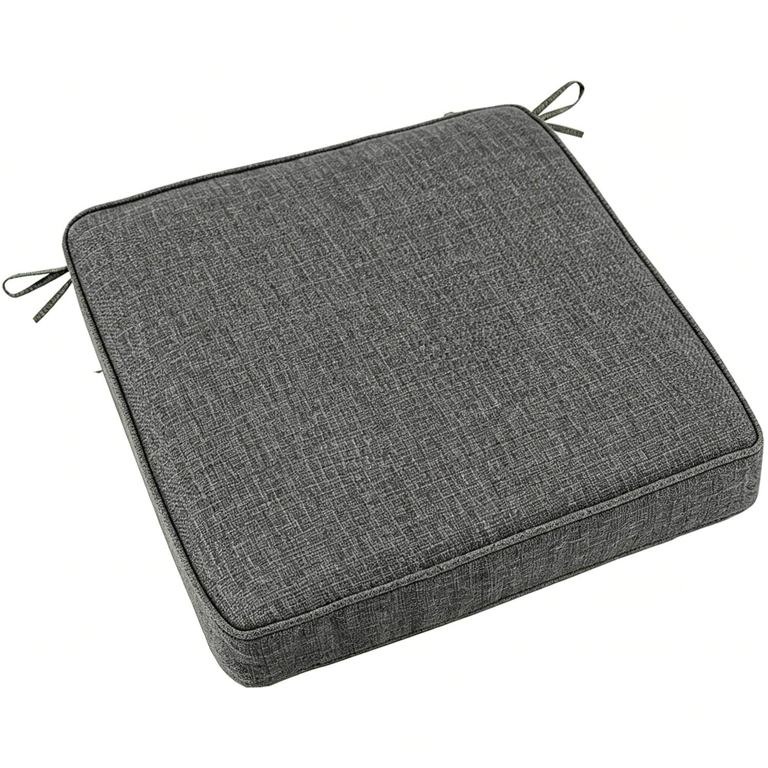 PLCIVSA Square Seat Cushions 25×25/30×30/45×45/50×50cm for Kitchen Chairs/Dining/Office,Memory Foam Chair Pads with Ties & Non-Slip Bottom,Washable Removable(dark gray,45x45x3cm)