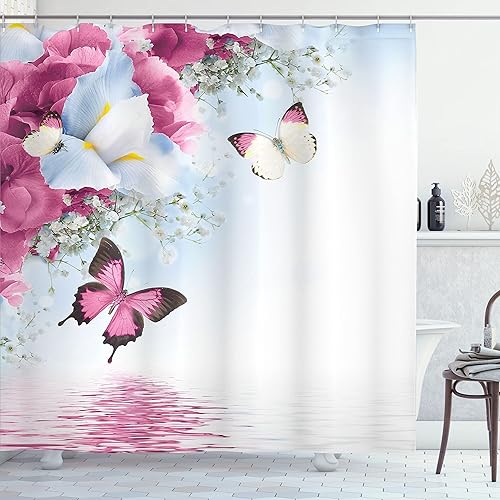 Miniatura 7 de Ambesonne Decor Collection cortina para regadera de baño de poliéster Gris y amarillo,Negro Blanco,Mostaza Camel,Gris carbón amarillo,Crema,Crema