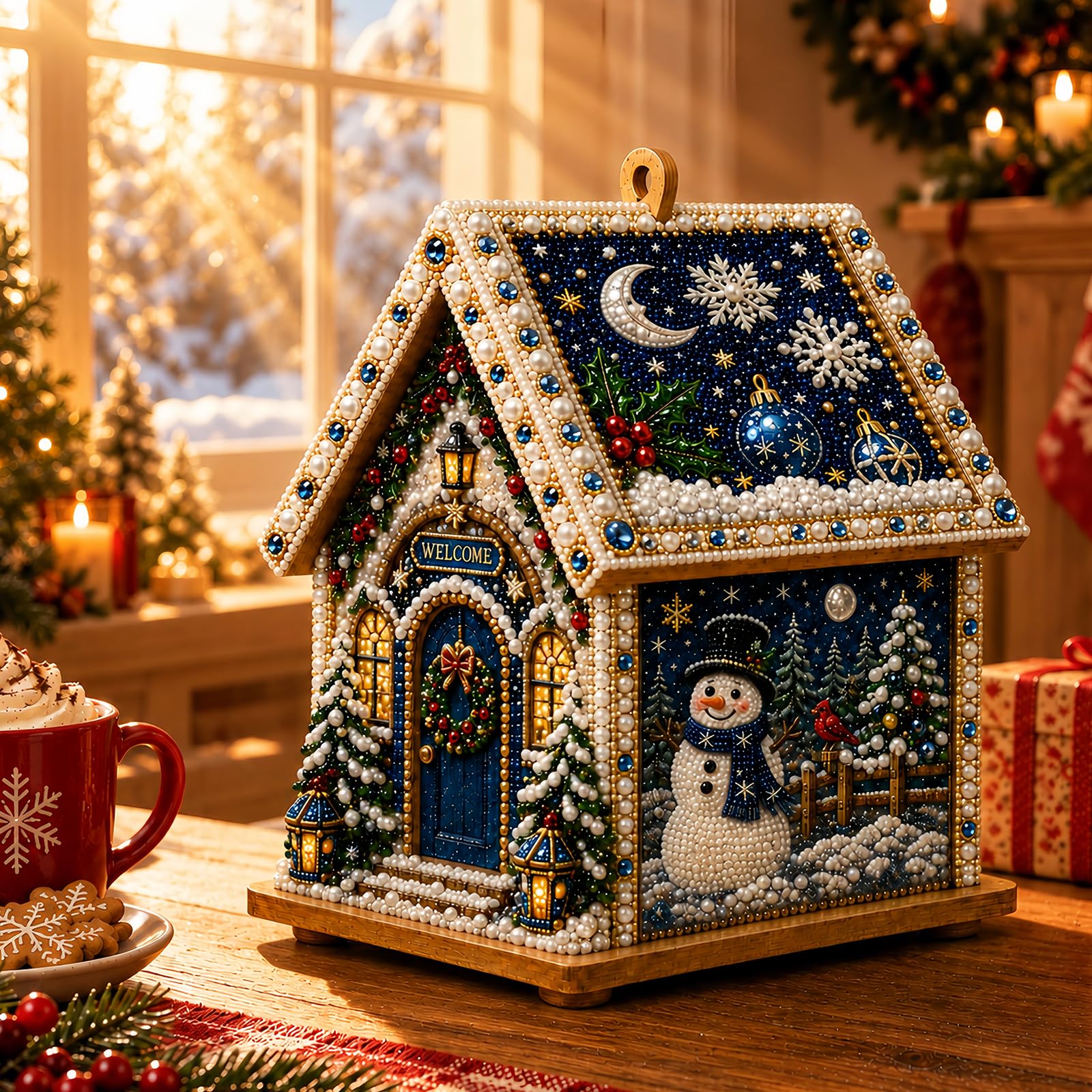 LIUBAI 3D Christmas House Diamond Painting Kit for Adults-F