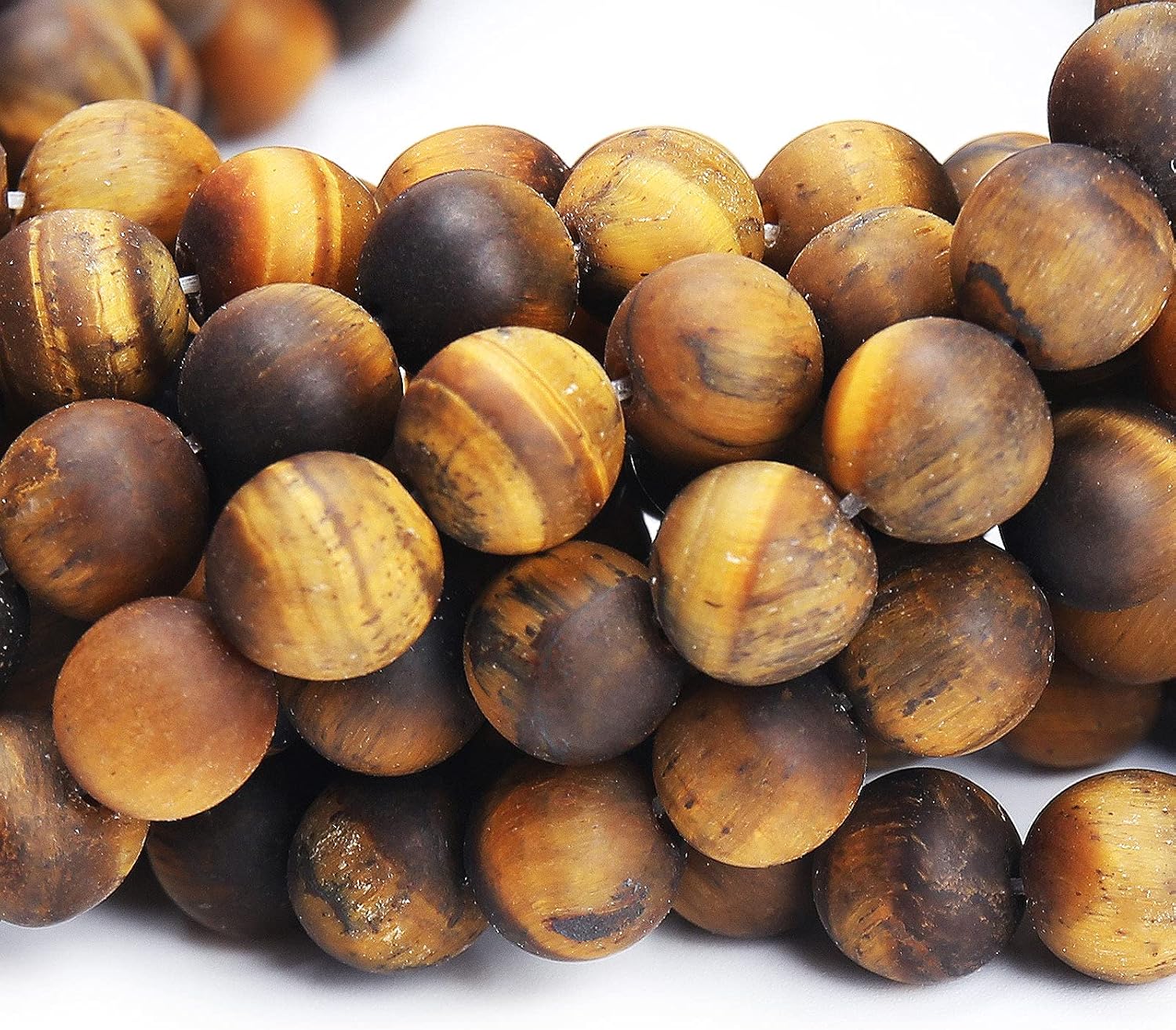 Natural Matte Classic Tiger Eye Beads, 6MM Round Frosted Unpolished Loose Gemstone Beads for Bracelet Necklace Jewelry Making, Energy Stone Healing Power with Stretch Beading Cord image 3