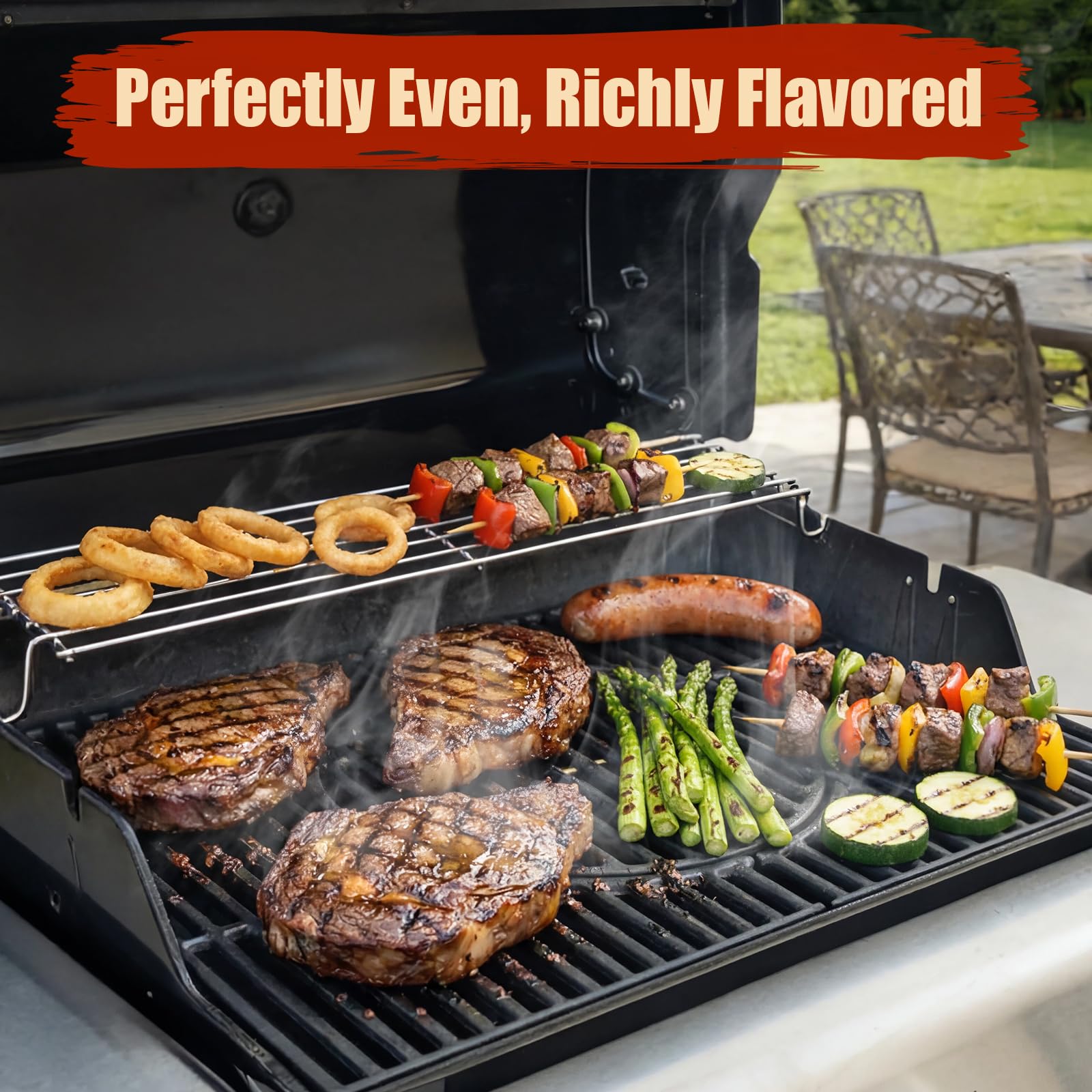 Denmay 44,5 x 60,6 cm Gusseisen Grillroste für Weber Spirit I & II 300 Serie gasgrill (mit vorderen Brennerknöpfen), Grillrost Ersatzteile für Spirit I & II E/S-310 320 330, Gusseisen Grillzubehör