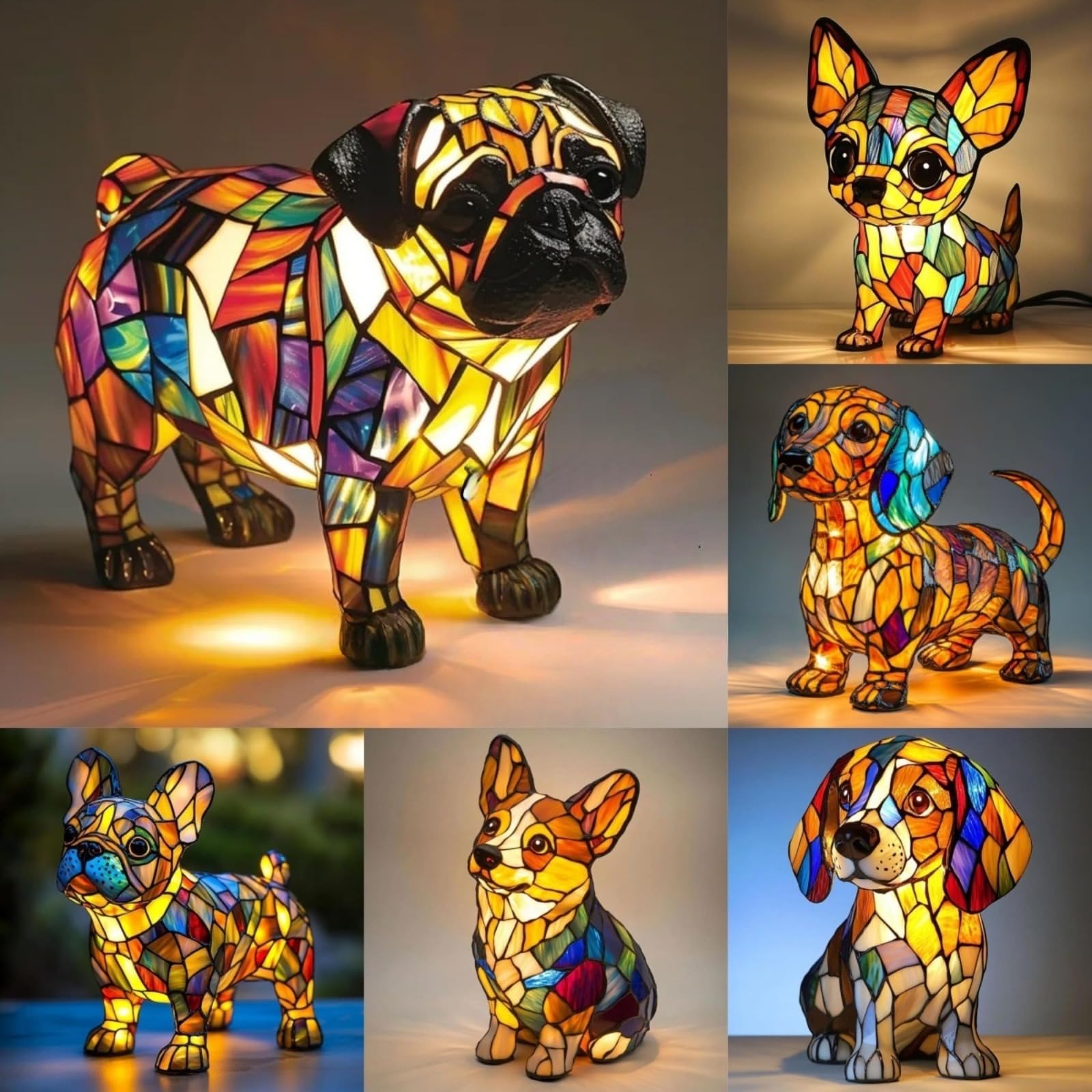 Corgi mops lampa nocna z żywicy, urocza lampa stołowa LED do dekoracji biurka, ciepły blask otoczenia, idealny prezent artystyczny dla miłośników psów