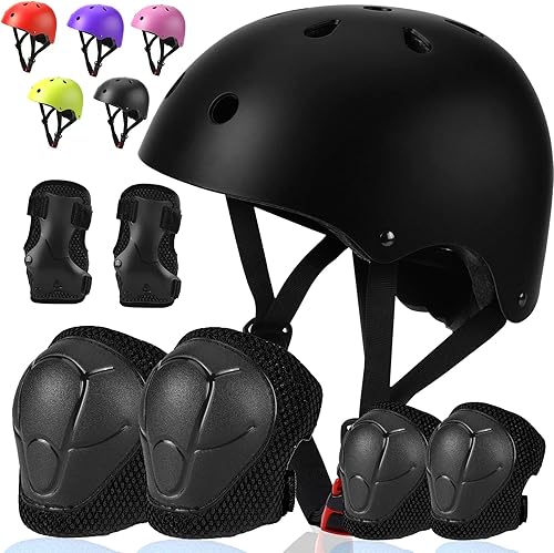 ArgoHome Casco de bicicleta para niños, casco deportivo para niños, conjunto de equipo de protección para niños y niñas, casco de ciclismo con
