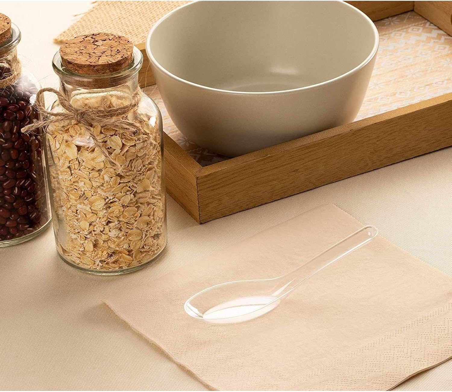 Plastic Soup Spoons - Clear Plastic - Disposable Asian Soup Spoons