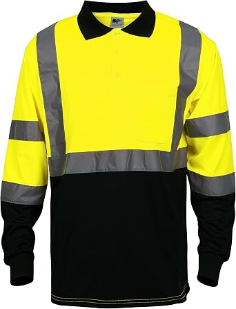 L&M Hi Vis T Shirt Polo Shirt ANSI Class 3 Reflective Safety Lime Orange Black Short Long Sleeve HIGH Visibility