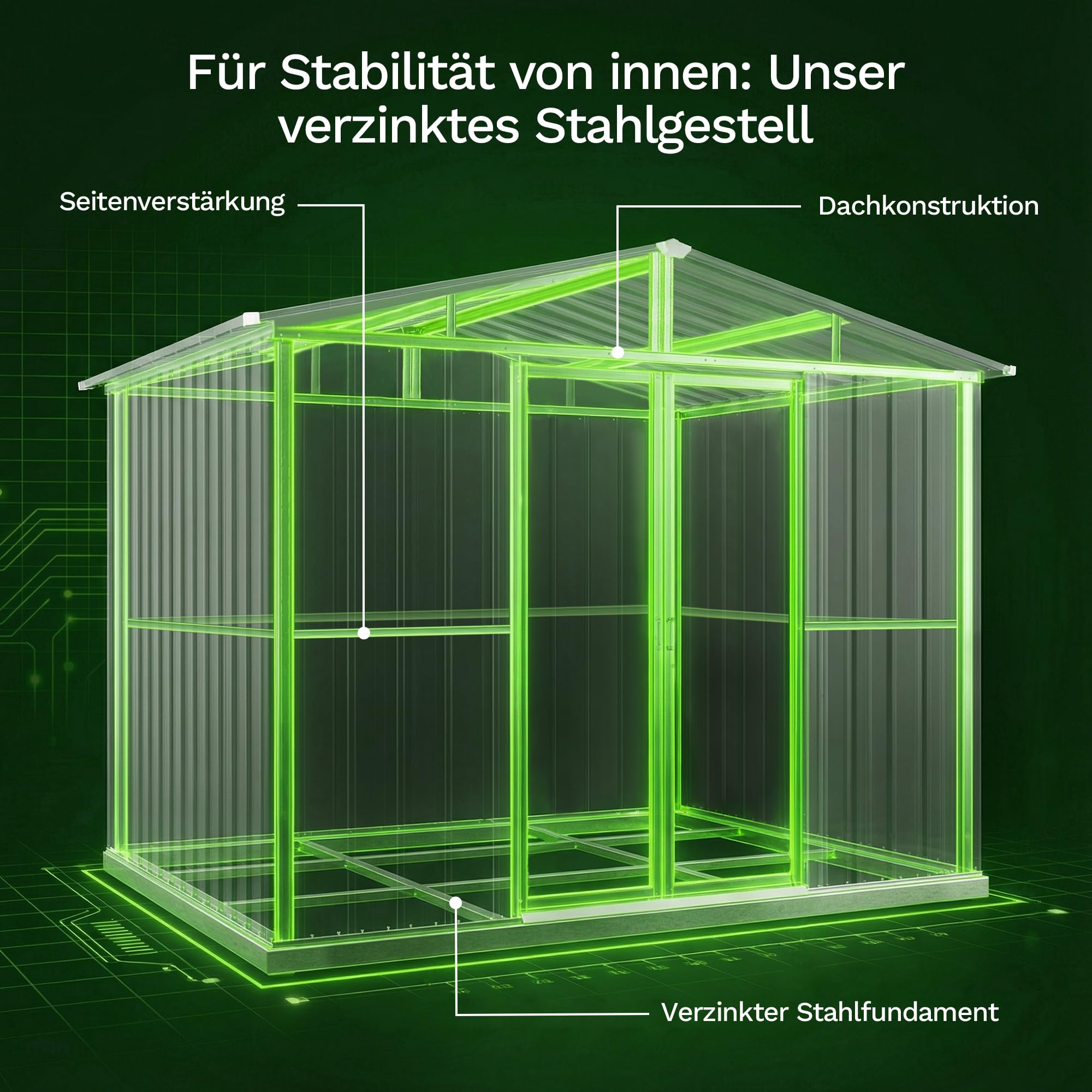 Devoko Gerätehaus Metall Groß, 234 x 200 x 192 cm, 8.9 m³ Geräteschuppen mit Fundament, Schiebtür und Pultdach, Inkl. Handschuhe, Gartenschuppen für Rasenmäher Fahrräder, Anthrazit