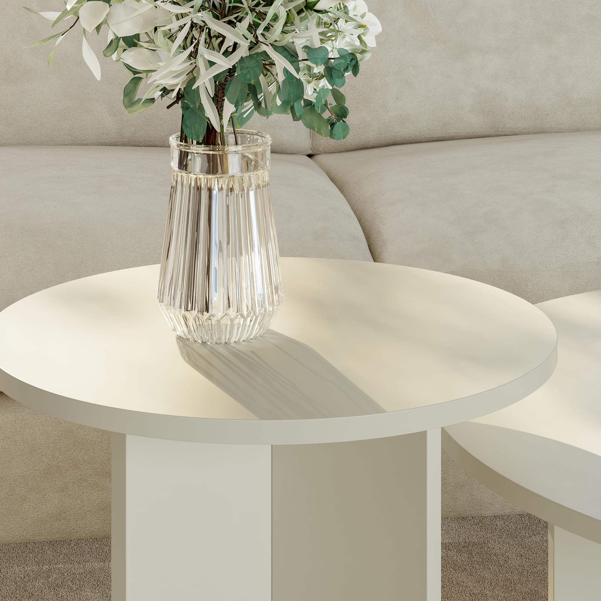 [en.casa] Lot de 2 Tables Basses Gigognes de Tailles Différentes Ensemble de 2 Tables d'Appoint pour Salon Chambre Bureau Panneau de Particules Mélaminé Sable