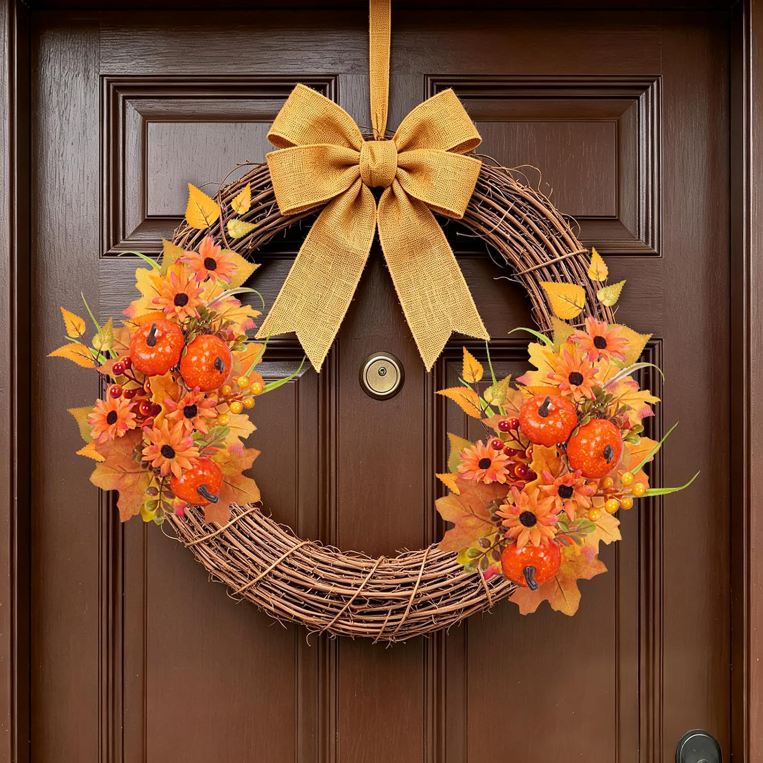 2Pcs 23in Faux Fall Flowers Thanksgiving Pumpkin Picks