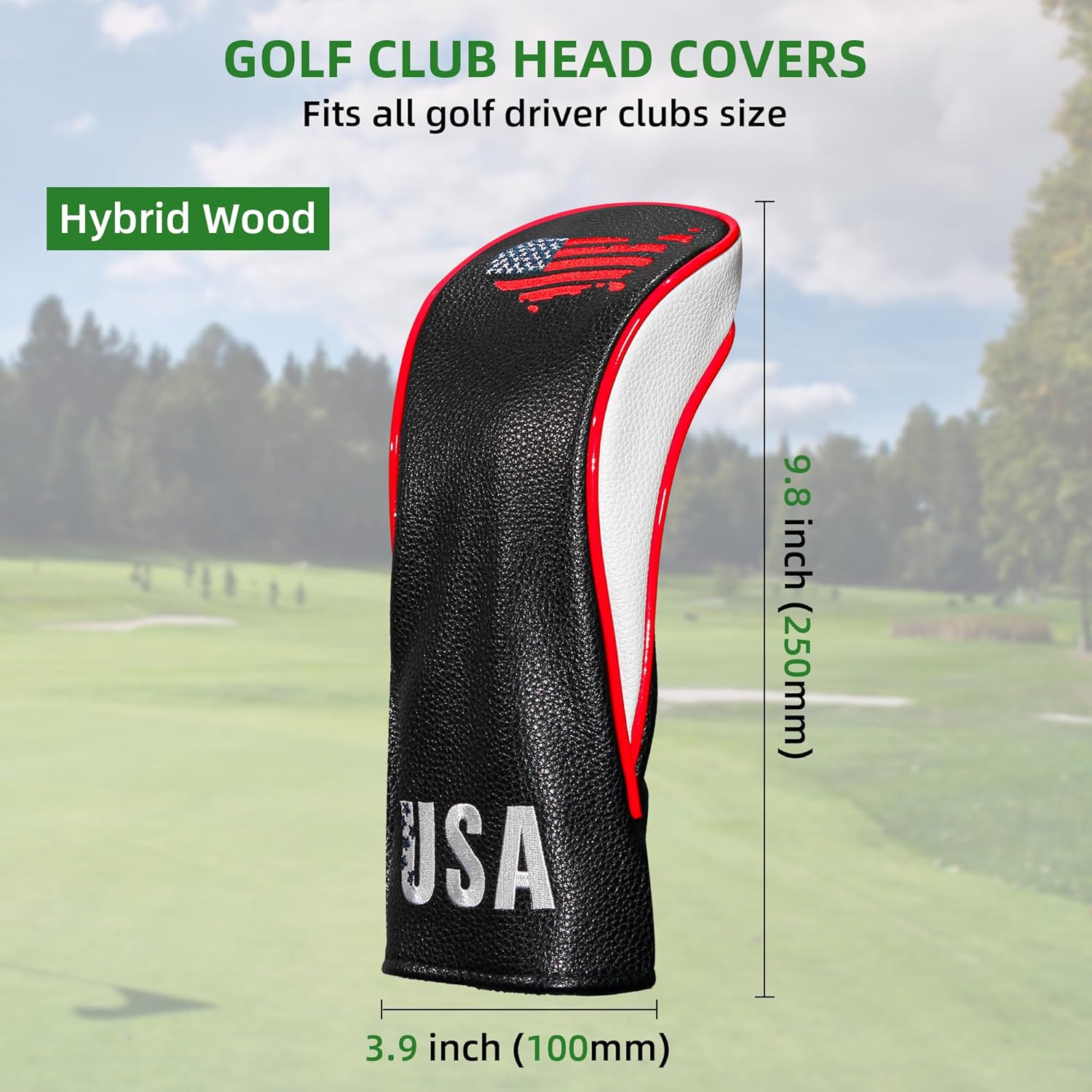 Golf Club Head Covers,4pcs or 1pc USA Golf Head Covers for Woods and Driver Fairway Hybrid - PU Leather Mallet Blade Putter for Men Women Golf Enthusiast