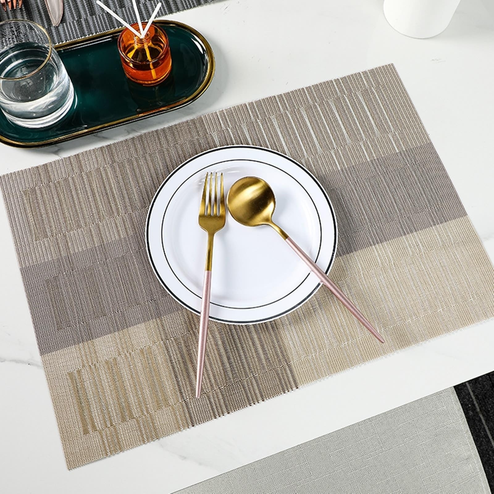 Set de table anti-rayures champagne dégradé de couleurs 2 pcs