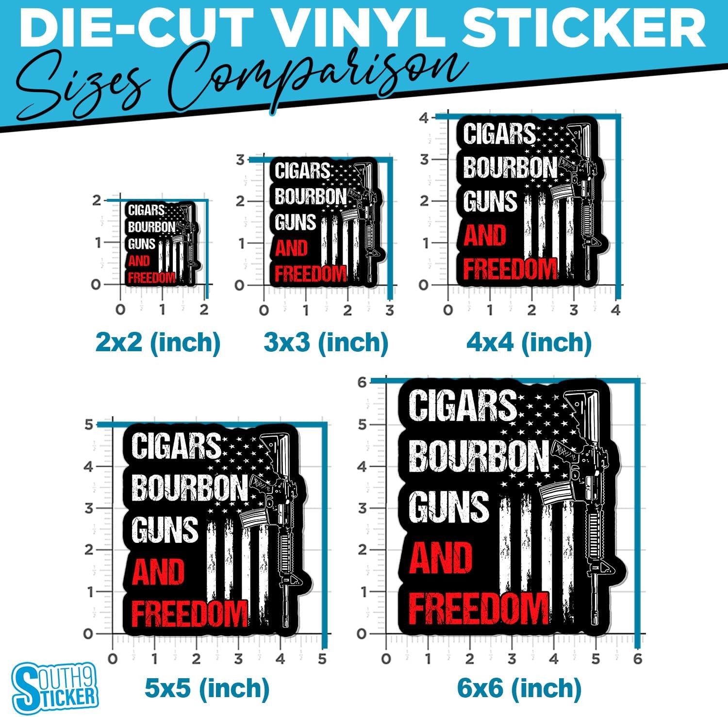 (3Pcs) Cigars Bourbon Guns and Freedom Stickers Funny Gun Cigars Lover American US Flag 2" Waterproof Die-Cut Vinyl Sticker for Laptop Water Bottle Phone Car Sticker Gifts 2 Inches image 4