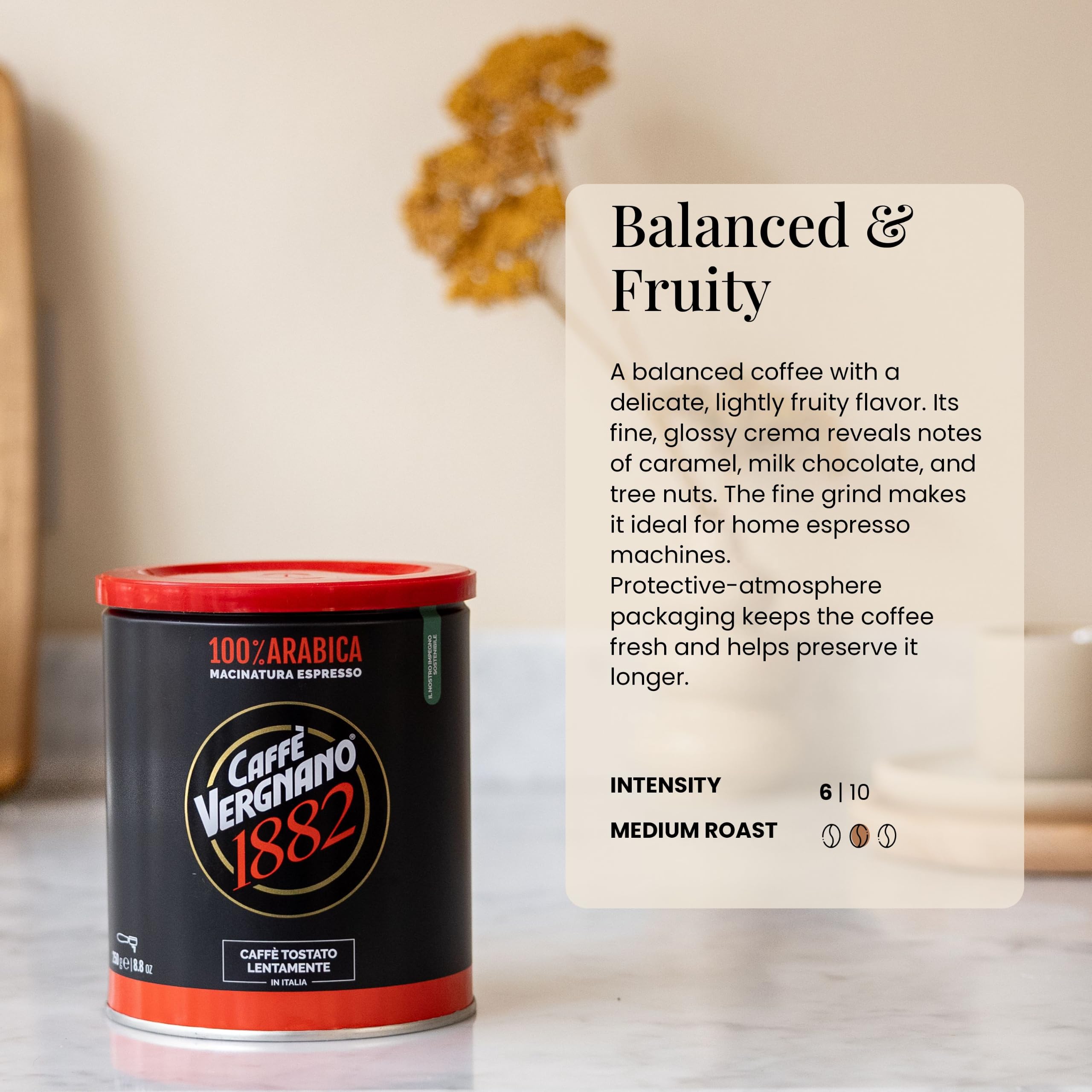 Caffè Vergnano 1882 - Boîte de café 100% Arabica Moulu Espresso - 1x250 gr