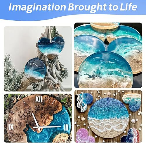 Miniatura 6 de iArtker Kit de 8 moldes de resina de silicona, moldes epoxi para manualidades de preservación de flores, kit de iniciación de resina, moldes de