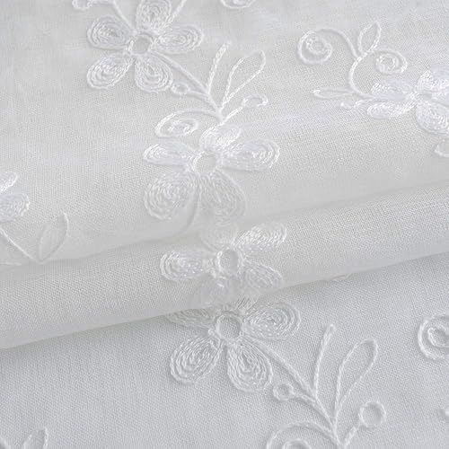 Miniatura 5 de VOGOL - Cortinas blancas con diseño bordado y jareta para barra, para ventana de sala, dormitorio dos paneles.