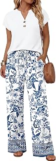 WIHOLL Two Piece Set for Women Summer Outfits Cruise Vacation Fashion Clothing Wide Leg Lounge Pant Sets