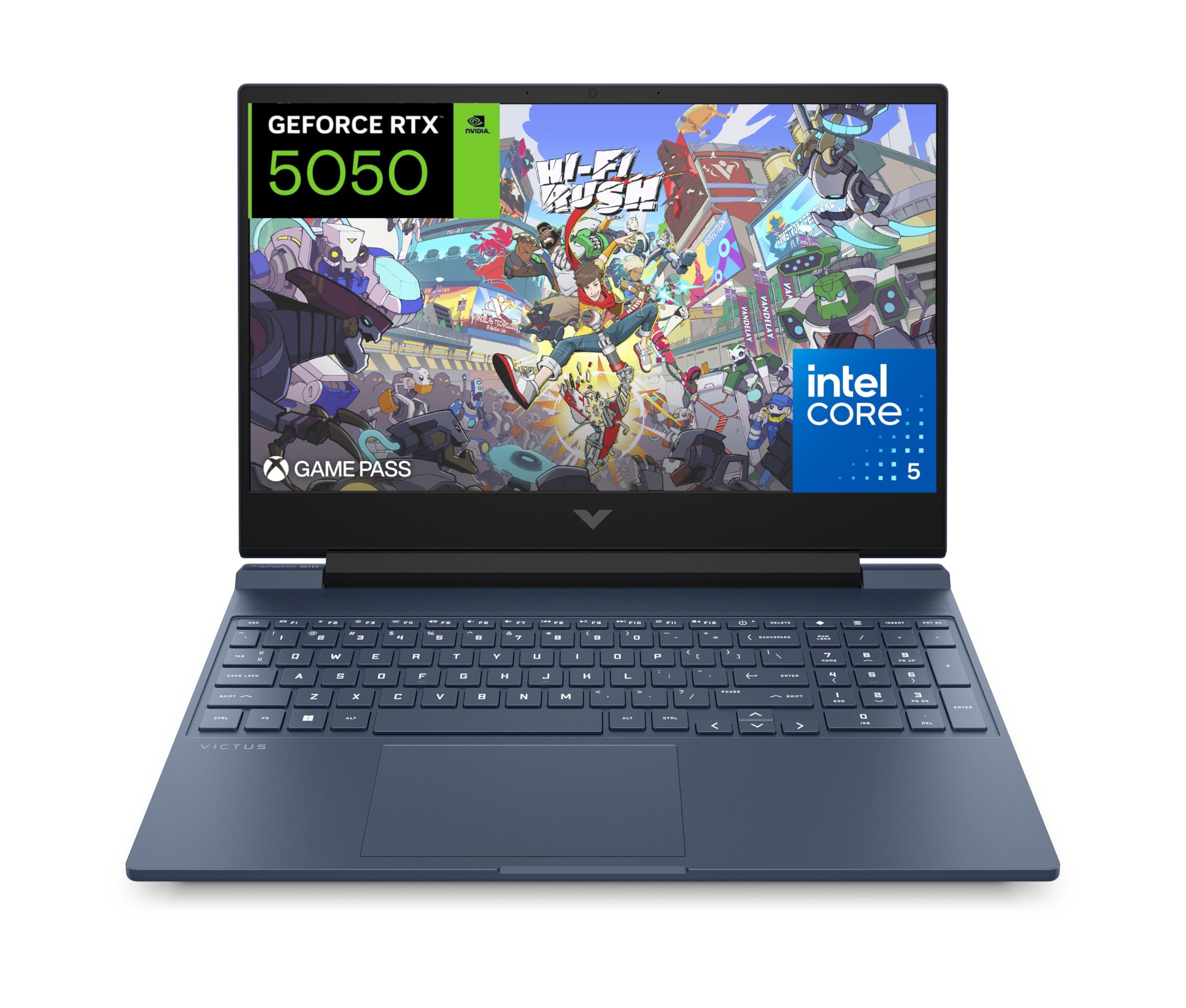 HP Victus 15-fa2004ns - Ordenador portátil Gaming 15" FHD (Intel Core 5-210H, 16GB RAM, 512GB SSD, NVIDIA RTX 5050, FreeDos) - Azul - Teclado QWERTY Español
