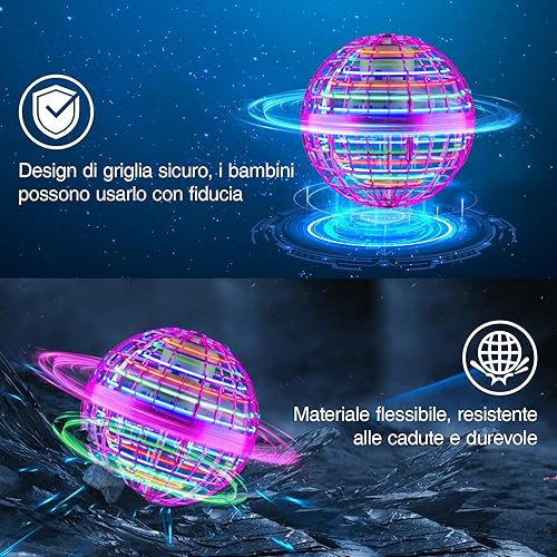 Miniatura 6 de Bola de orbe voladora 2024, juguetes voladores flotadores Boomerang Spinner controlado a mano, mini dron cósmico globo giratorio para niños y