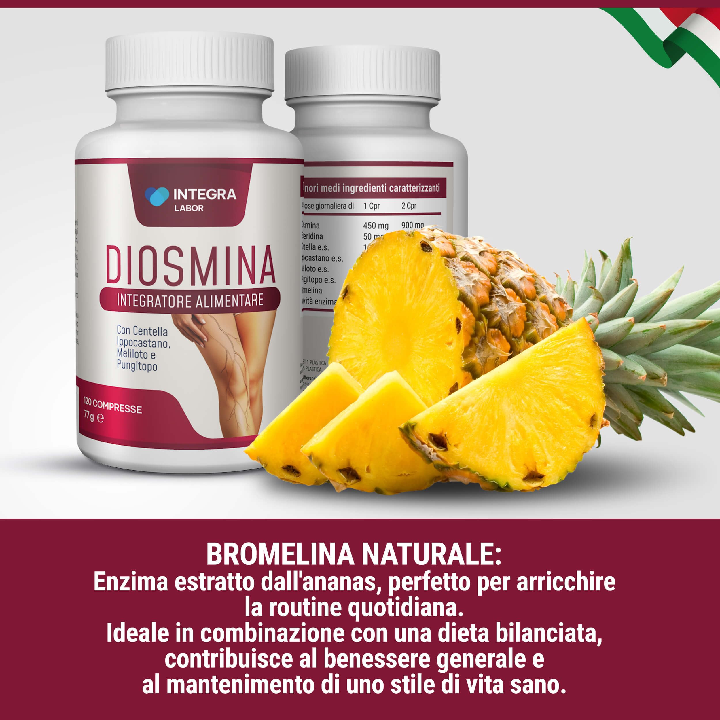 DIOSMINA ESPERIDINA [1000mg Dose Giornaliera] 120 CPR - Integratore Vene Varicose e Gambe Pesanti, Capillari Rotti, Circolazione e Microcircolo - Complex Forte ad Alto Dosaggio