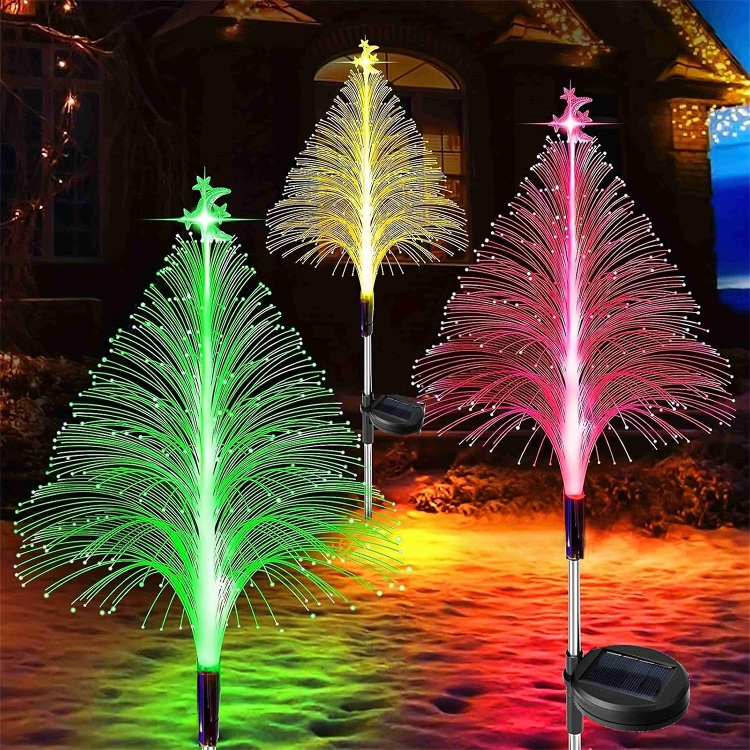 7 Color Changing Solar Christmas Trees Lights, Solar Christmas Lights