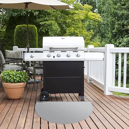 Miniatura 8 de FLASLD Tapete ignífugo para chimenea de 32 x 60 pulgadas, impermeable, debajo de la parrilla, tapete medio redondo, protege el suelo de chispas y